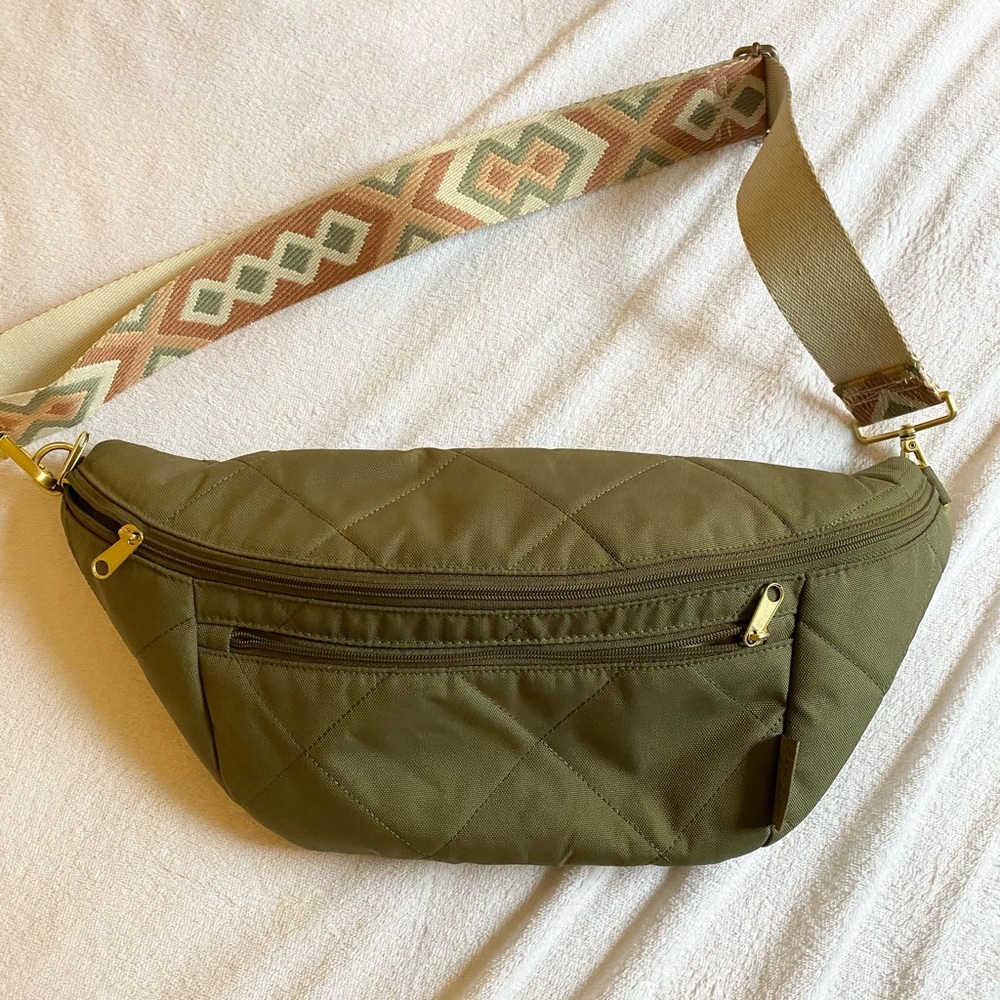 Olive Quilted Crossbody Bag